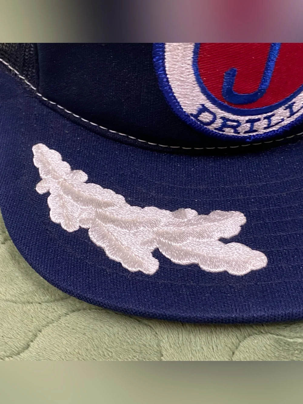 VTG 80s SnapBack Trucker Hat, Jaswell Drill, Navy Blue Mesh, White Scrambled Egg